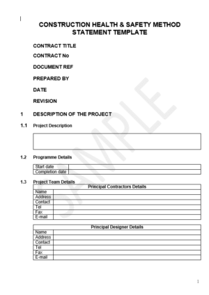 construction health & safety method statement template