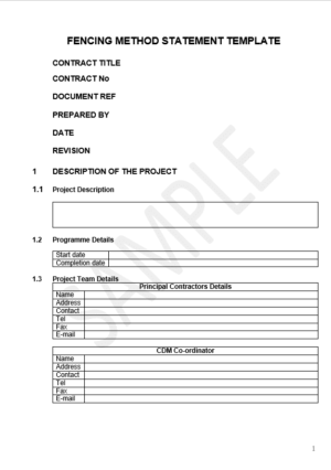 fencing method statement template