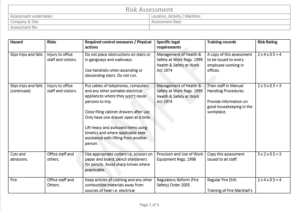general risk assessment template