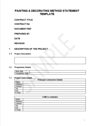 painting & decorating method statement template