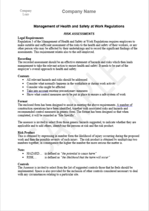 plant & lifting equipment risk assessment template