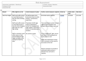 warehouse risk assessment template